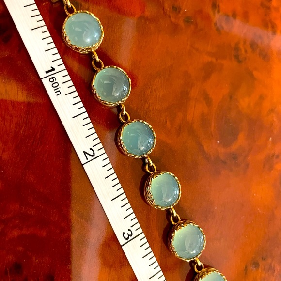 Jewelry - Milky aquamarine bracelet set in gold plated Sterling silver, 7”.